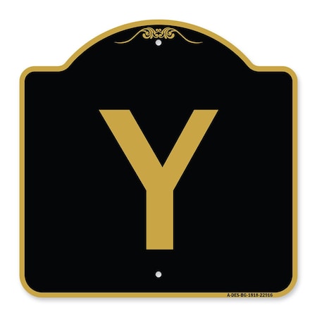 Signmission Designer Series Sign-Sign W/ Letter Y, Black & Gold Aluminum Sign, 18" x 18", BG-1818-22916 A-DES-BG-1818-22916